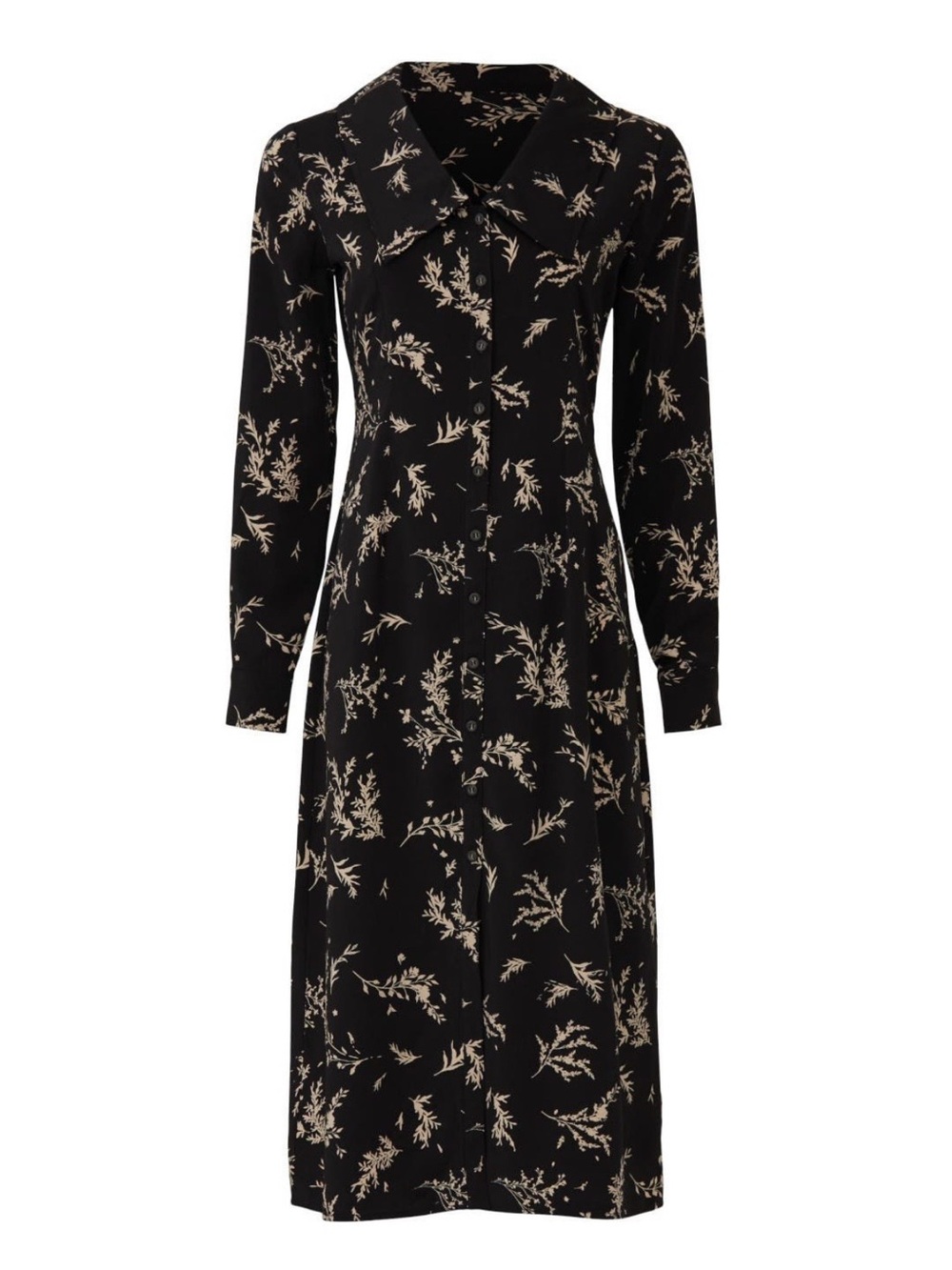 Sweet Baby Jamie by Jamie Mizrahi Black Floral Button-Front Midi Dress